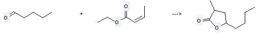 Ethyl (E)-crotonate can be used to produce 5-butyl-3-methyl-dihydro-furan-2-one at the temperature of 0 °C